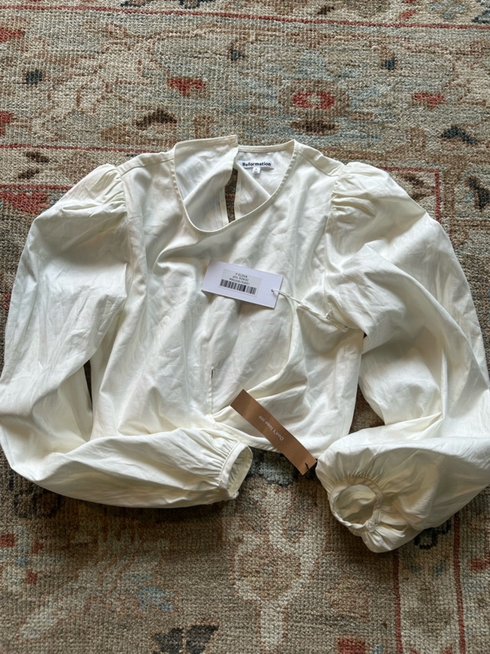 Reformation Cream  Puff Sleeve Top